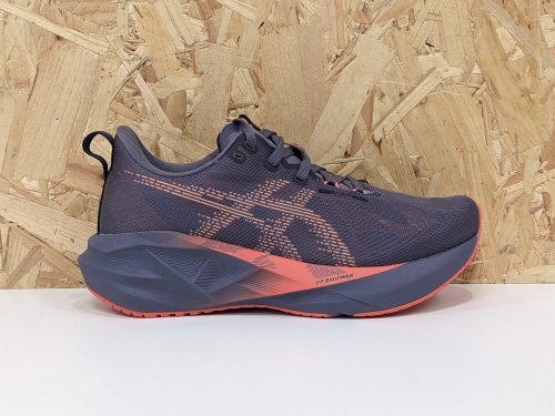 Womens ASICS NOVABLAST 5 1012B765-500 Greyish Purple Coral Reef - Outside Women's ASICS NOVABLAST 5 in Greyish Purple/Coral Reef