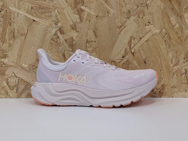 Women's HOKA Arahi 8 1168691-LLP Lilac Cream/Neon Cantaloupe - Outside Women's HOKA Arahi 8 1168691-LLP Lilac Cream/Neon Cantaloupe
