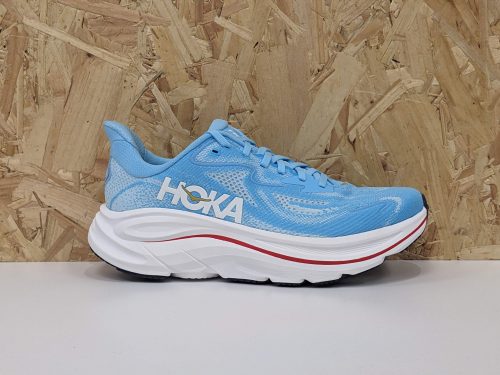 Womens Hoka Clifton 10 1162031-SBLF Soaring Blue Frost - Outside Womens Hoka Clifton 10 1162031-SBLF Soaring Blue Frost