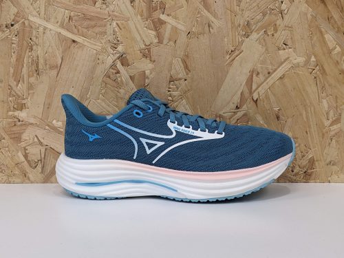 Womens Mizuno Wave Rider 29 J1GD250376 Larkspur White Pinkesque - Outside Womens Mizuno Wave Rider 29 J1GD250376 Larkspur White Pinkesque