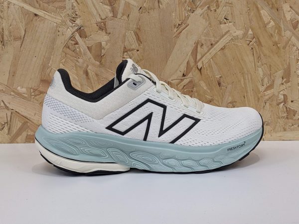 Womens New Balance Fresh Foam W860T14 White Aqua Navy - Outside Womens New Balance Fresh Foam W860T14 White Aqua Navy