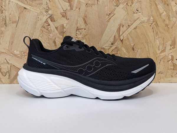 Womens Saucony Hurricane 25 S11026-200 Black White - Outside Womens Saucony Hurricane 25 S11026-200 Black White