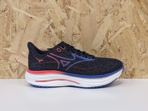 Womens Mizuno Wave Rider 29 J1GD250321 Odyssey Grey Iris Bloom Calypso Coral - Outside Women's Mizuno Wave Rider 29 J1GD250321 Odyssey Grey/Iris Bloom/Calypso Coral